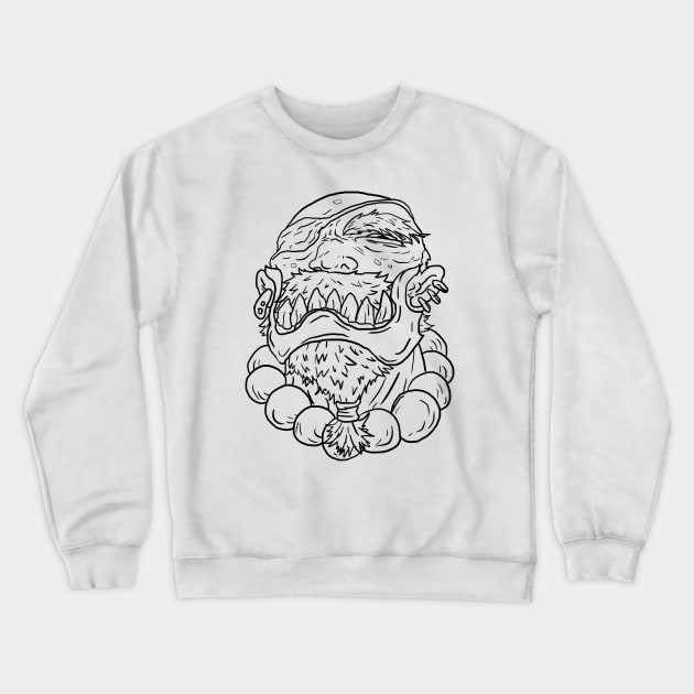 Scary Barbarian Monster Horror Black Lineart T-Shirt Crewneck Sweatshirt by Moonwing